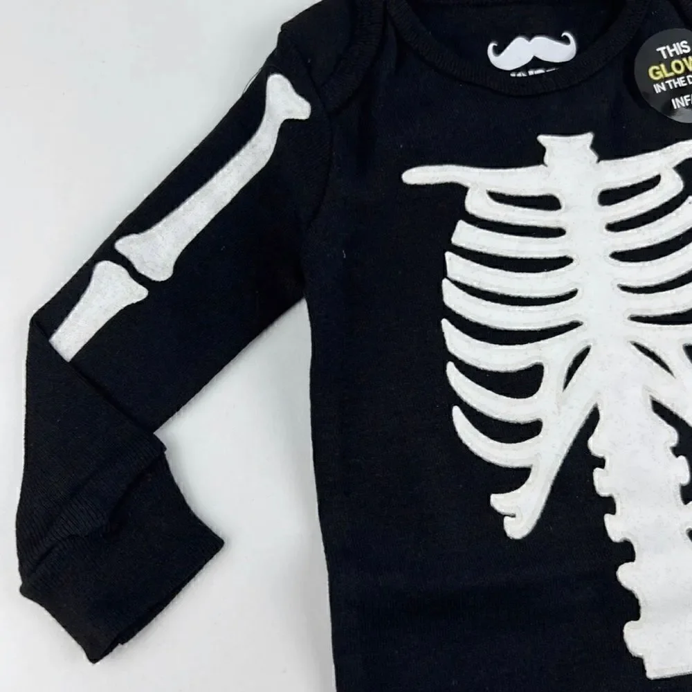 Halloween Skeleton Pajamas for baby, Size 9 m, Snug And Cozy Fit, Costume Glows